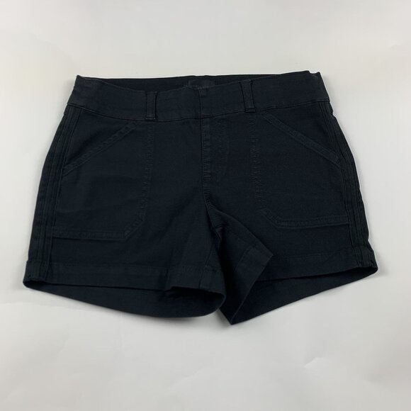Buckle Black Stretch Canvas Pull On Shorts S - Picture 1 of 4